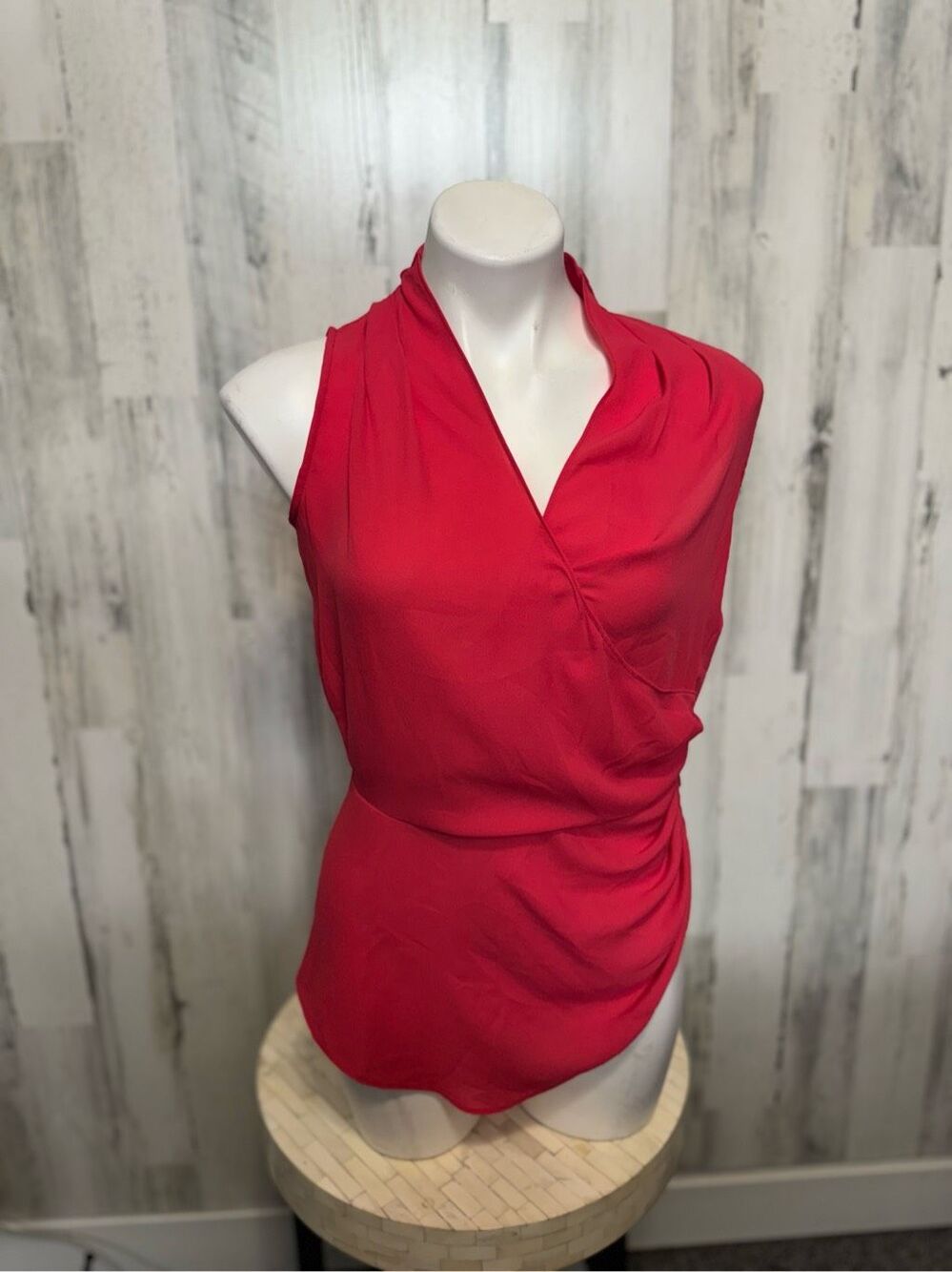 Chelsea28 Pink Surplice Ruched Sleeveless Blouse Womens XS Draped Workwear Top